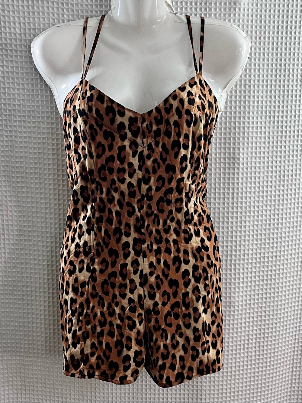 silence + noise Leopard Print Cami Romper in Brown and Black size small